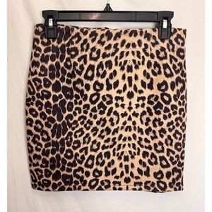 Venti6 - Mini Skirt Leopard Print Bodycon - Brown -‎ M - Womens